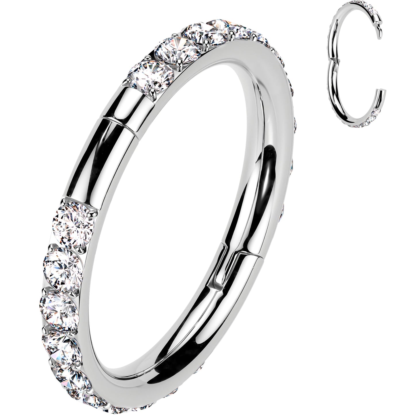 Implant Grade Titanium Forward CZ Double Sided Hoop Segment Ring BodyCandy