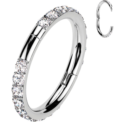 Implant Grade Titanium Forward CZ Double Sided Hoop Segment Ring BodyCandy