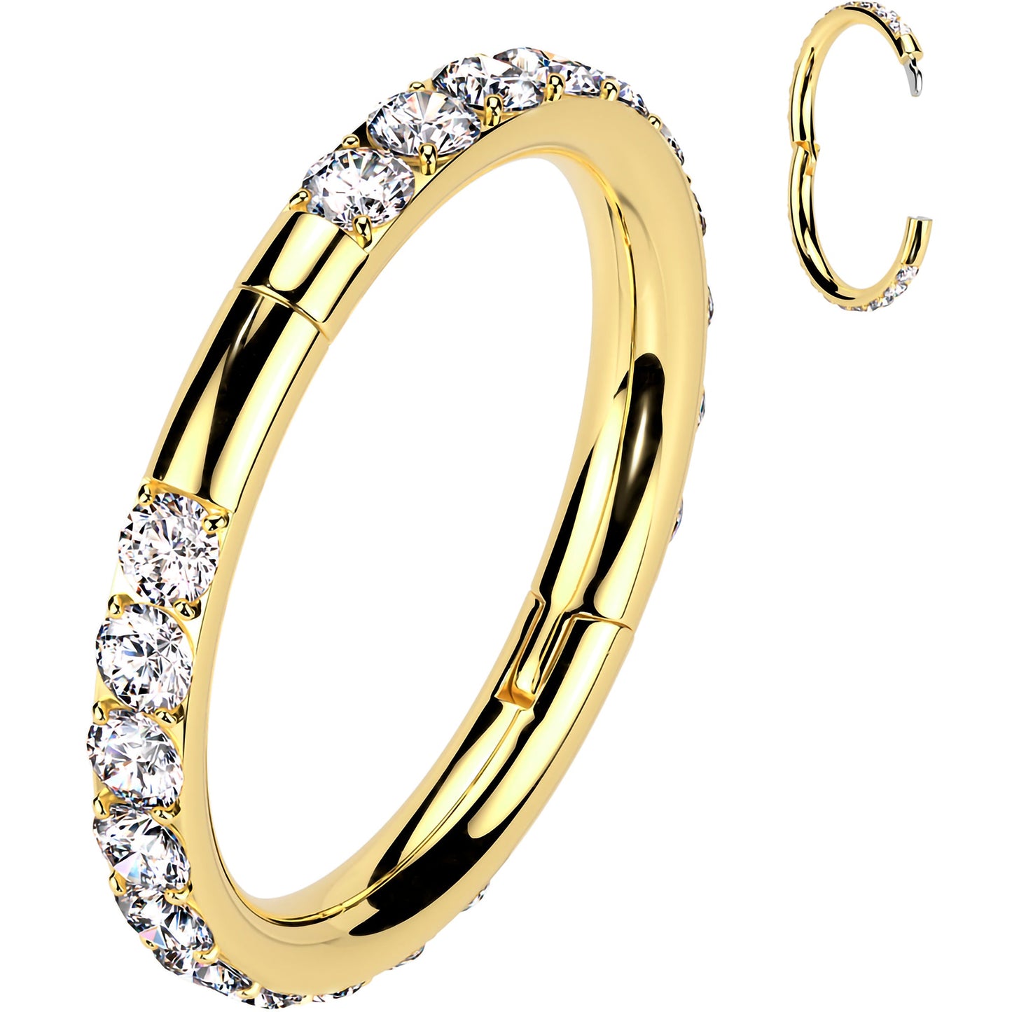 Implant Grade Titanium Forward CZ Double Sided Hoop Segment Ring BodyCandy