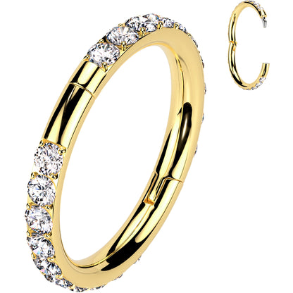 Implant Grade Titanium Forward CZ Double Sided Hoop Segment Ring BodyCandy