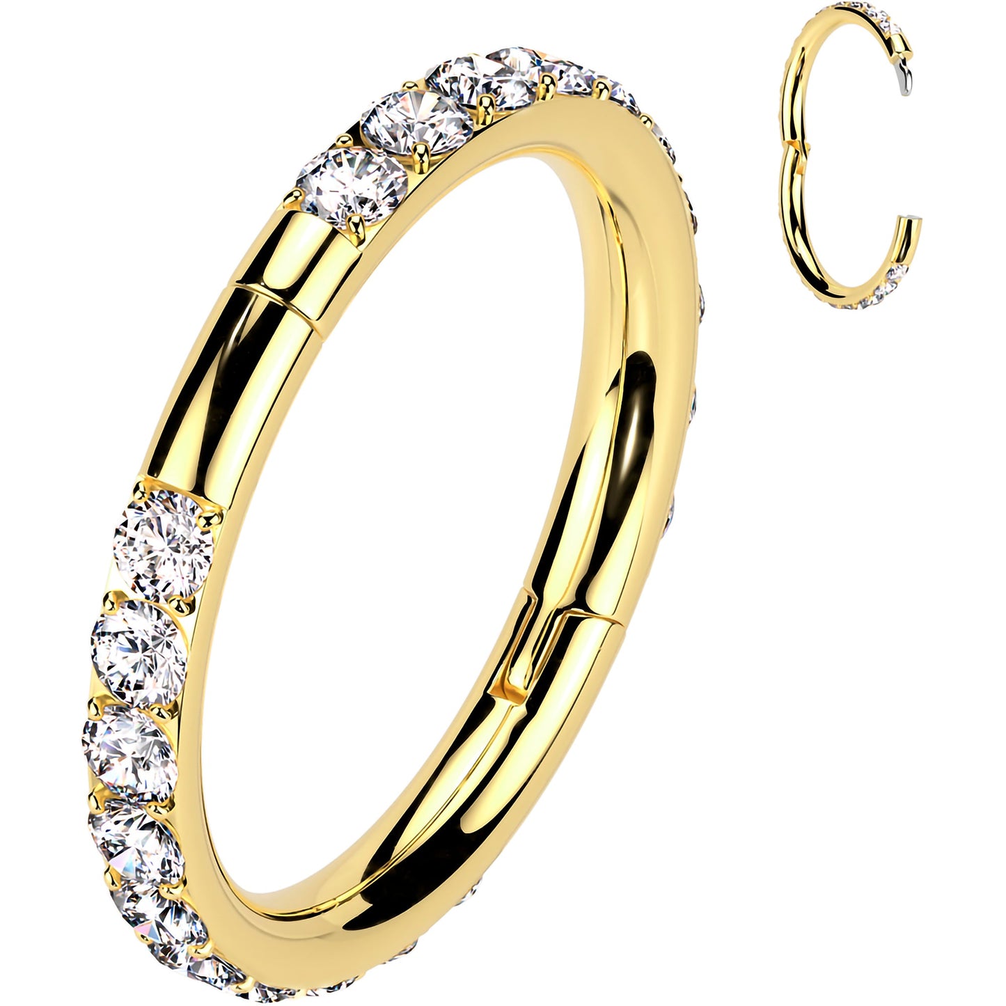Implant Grade Titanium Forward CZ Double Sided Hoop Segment Ring BodyCandy