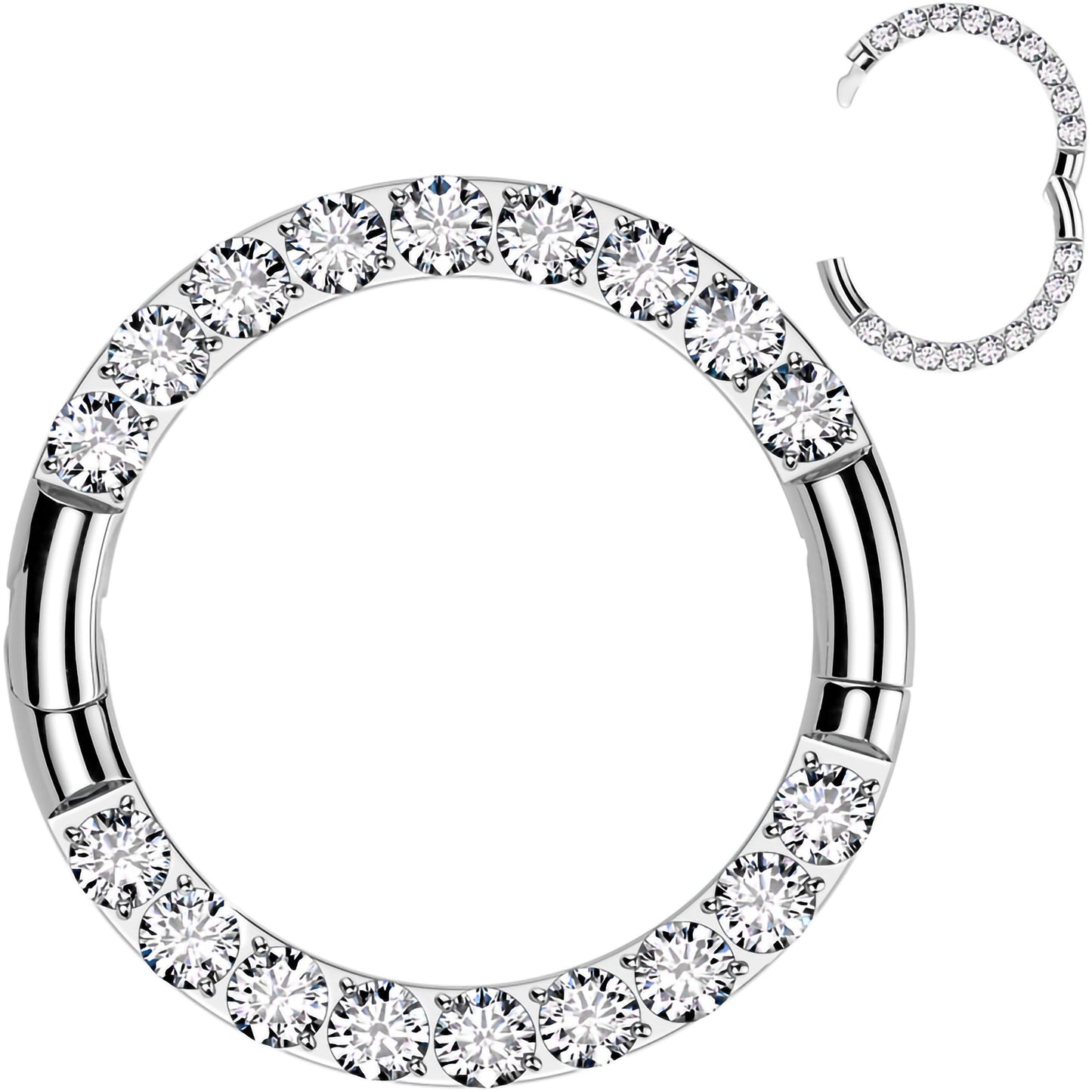 16G Implant Grade Titanium CZ Double Row Hoop Segment Ring BodyCandy