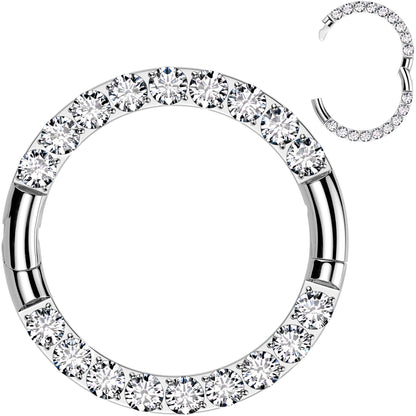 16G Implant Grade Titanium CZ Double Row Hoop Segment Ring BodyCandy