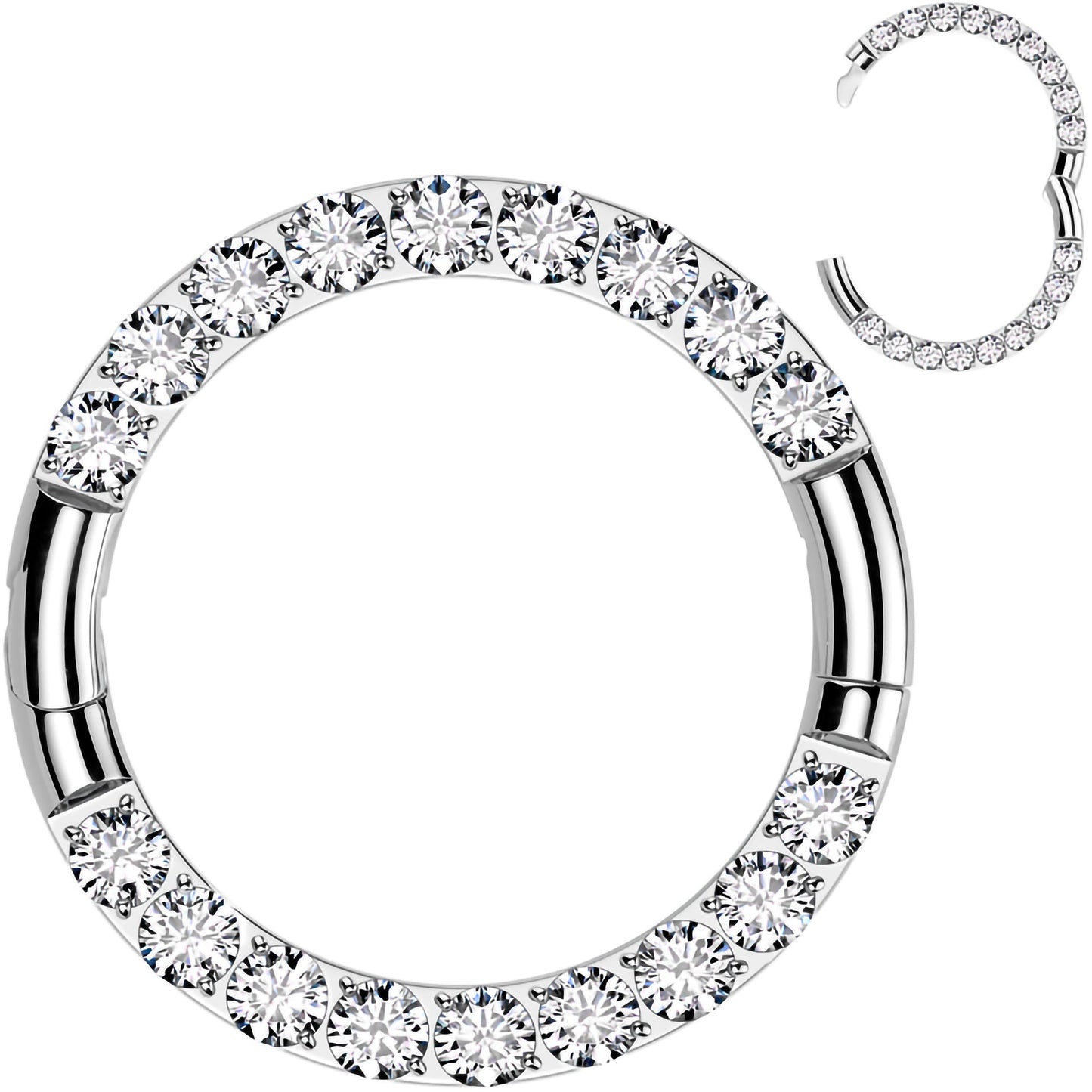 16G Implant Grade Titanium CZ Double Row Hoop Segment Ring BodyCandy