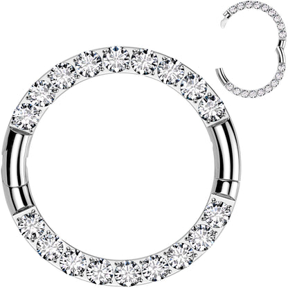 16G Implant Grade Titanium CZ Double Row Hoop Segment Ring BodyCandy