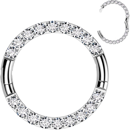 16G Implant Grade Titanium CZ Double Row Hoop Segment Ring BodyCandy