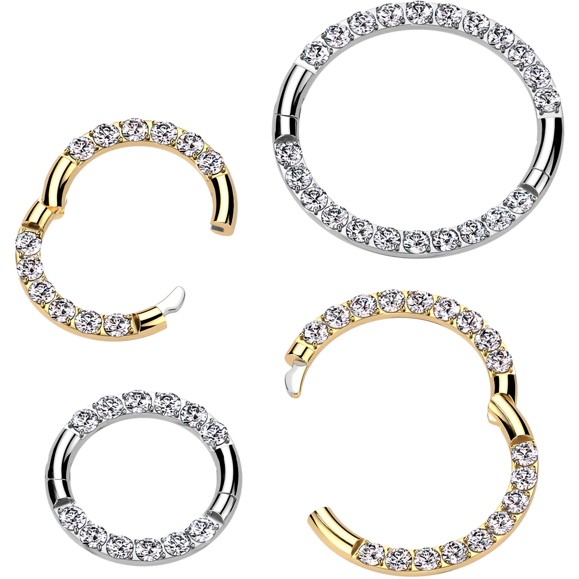 16G Implant Grade Titanium CZ Double Row Hoop Segment Ring BodyCandy
