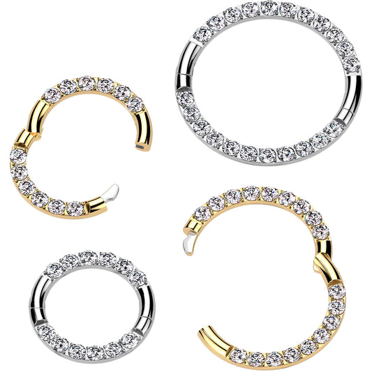 16G Implant Grade Titanium CZ Double Row Hoop Segment Ring BodyCandy