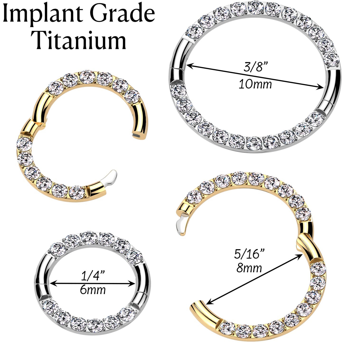 16G Implant Grade Titanium CZ Double Row Hoop Segment Ring BodyCandy