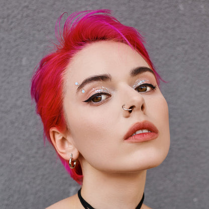 16G 5/16 White Synthetic Opal Implant Grade Titanium Curved Eyebrow Ring