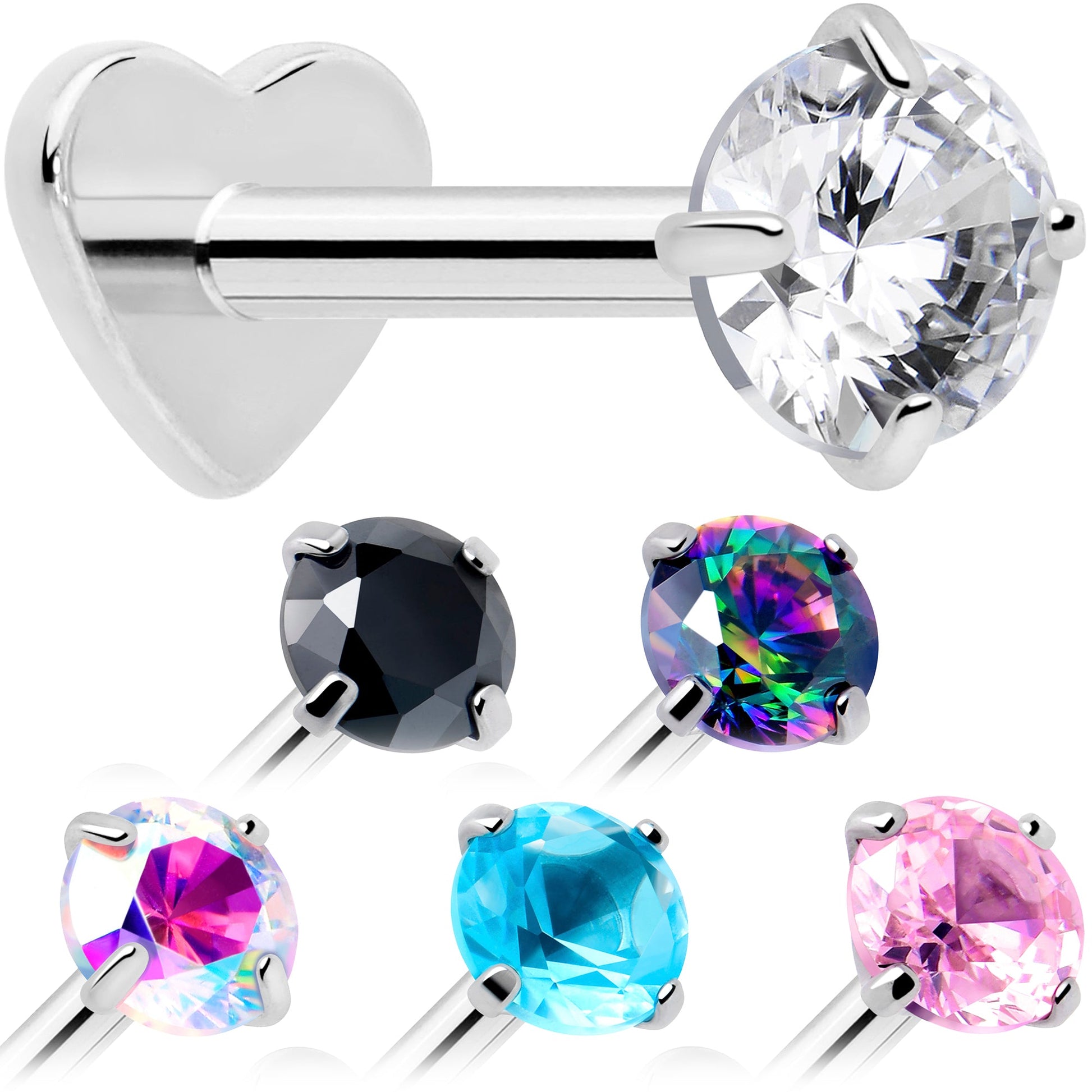 18G 5/16 CZ Implant Grade Titanium Reversible Threadless Flatback BodyCandy