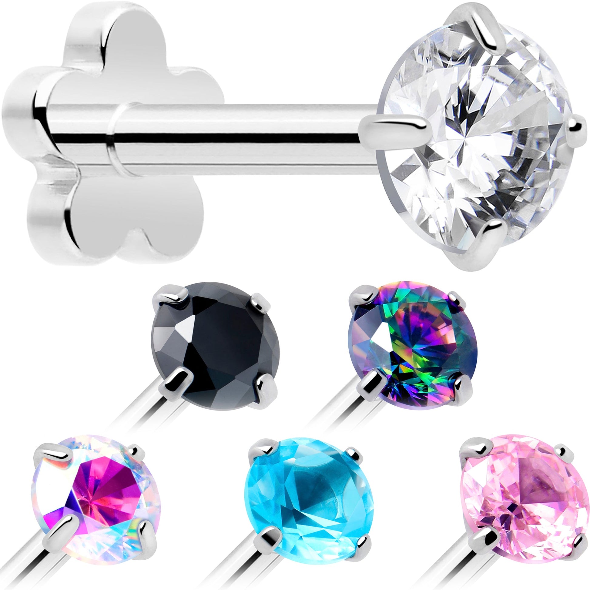 18G 5/16 CZ Implant Grade Titanium Reversible Threadless Flatback BodyCandy