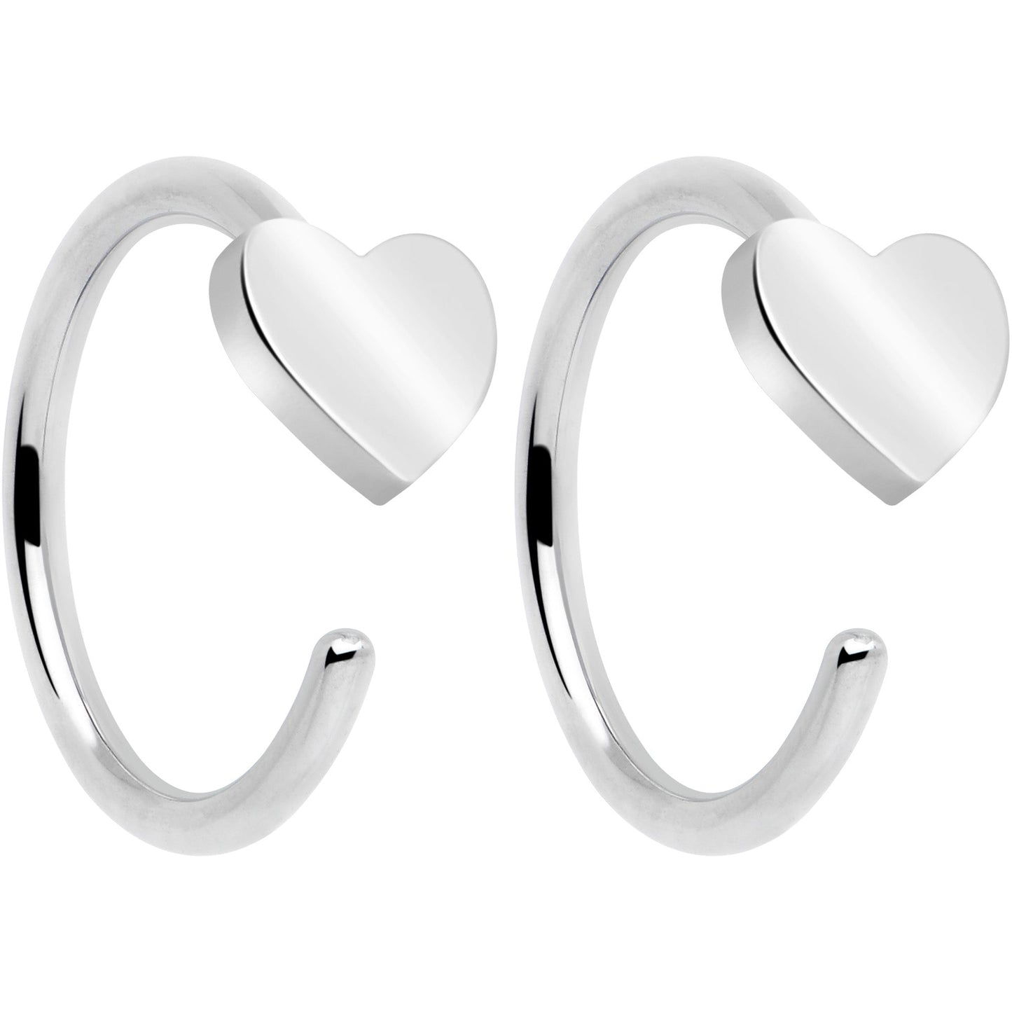 20G Implant Grade Titanium Heart Open Hoop Earrings BodyCandy