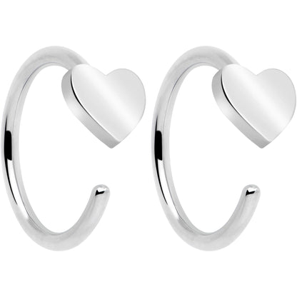 20G Implant Grade Titanium Heart Open Hoop Earrings BodyCandy