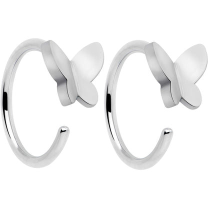 20G Implant Grade Titanium Butterfly Open Hoop Earrings BodyCandy