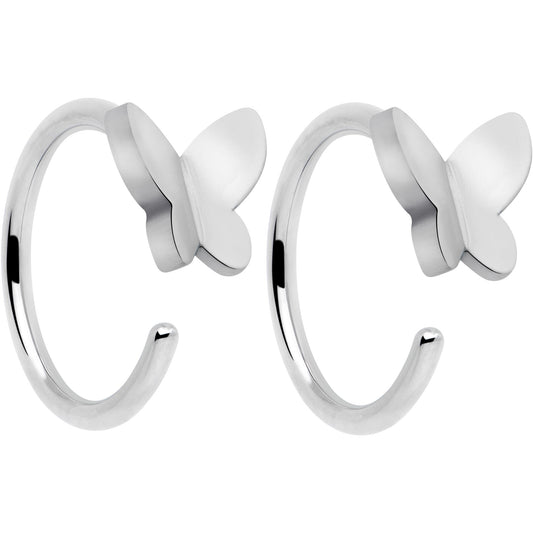 20G Implant Grade Titanium Butterfly Open Hoop Earrings BodyCandy