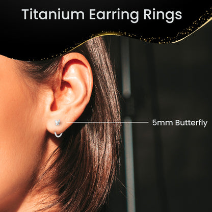 20G Implant Grade Titanium Butterfly Open Hoop Earrings BodyCandy