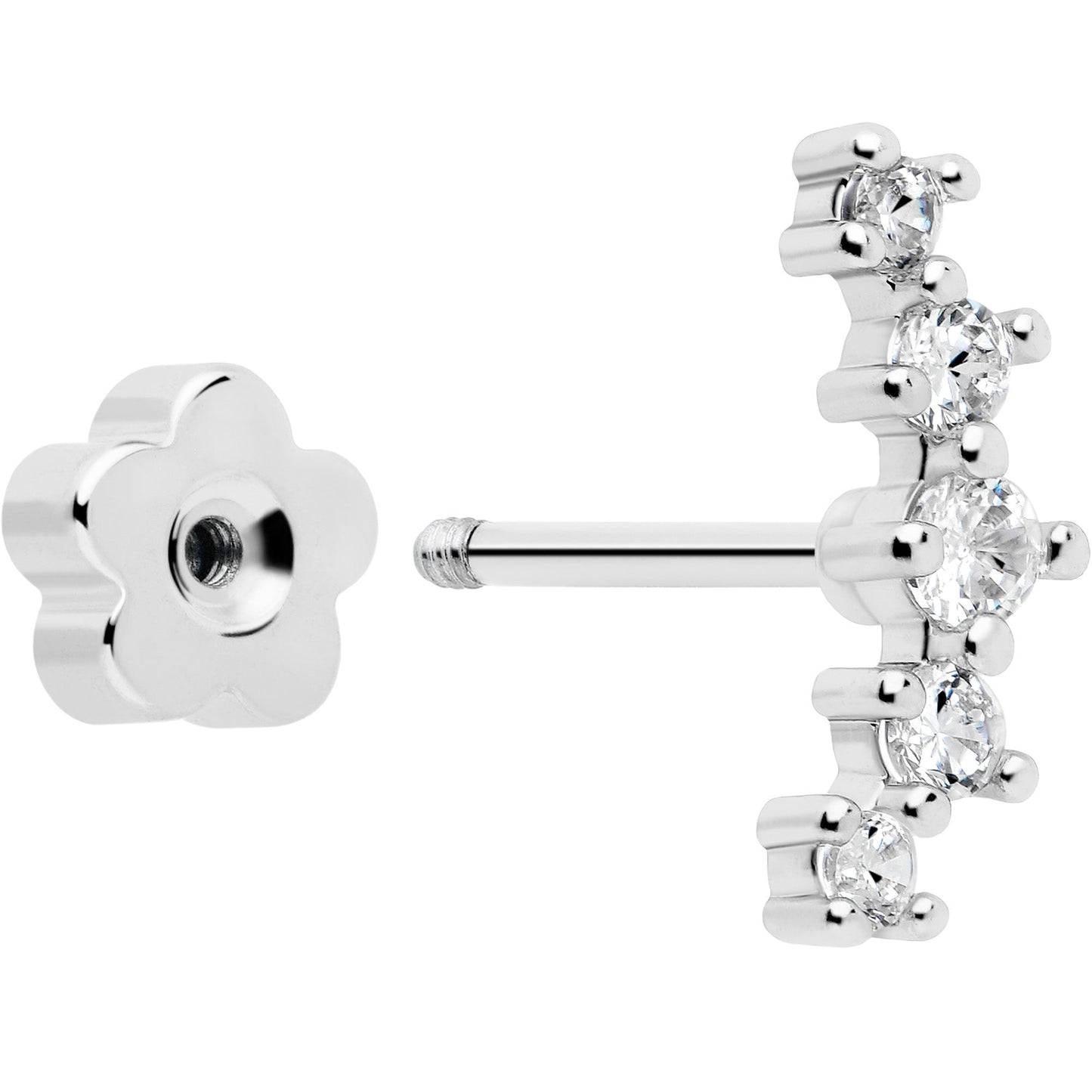 20G CZ Gem Ball Arch Butterfly Reversible Flower Flat Back Earring Set of 6 BodyCandy
