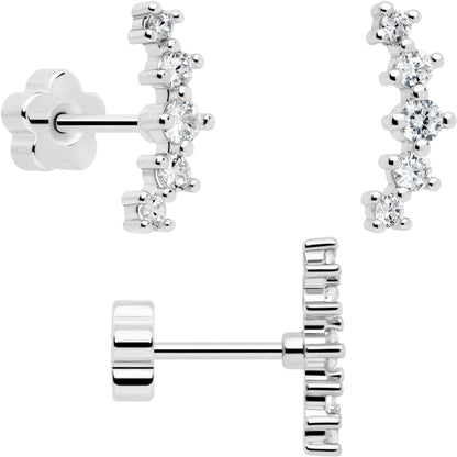 20G CZ Gem Ball Arch Butterfly Reversible Flower Flat Back Earring Set of 6 BodyCandy