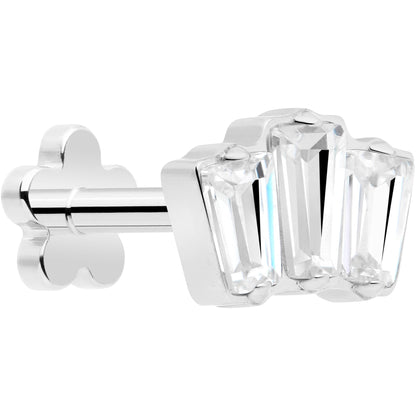 18G 1/4 Clear Gem Implant Grade Titanium Threadless Flower Reversible Flat Back Earring BodyCandy