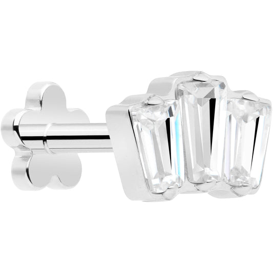 18G 1/4 Clear Gem Implant Grade Titanium Threadless Flower Reversible Flat Back Earring BodyCandy