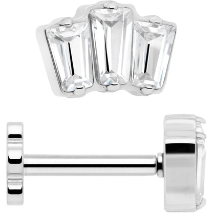18G 1/4 Clear Gem Implant Grade Titanium Threadless Flower Reversible Flat Back Earring BodyCandy