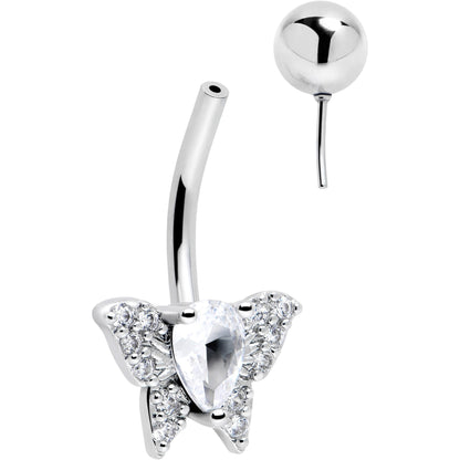 Cubic Zirconia Style Butterfly Belly Ring BodyCandy