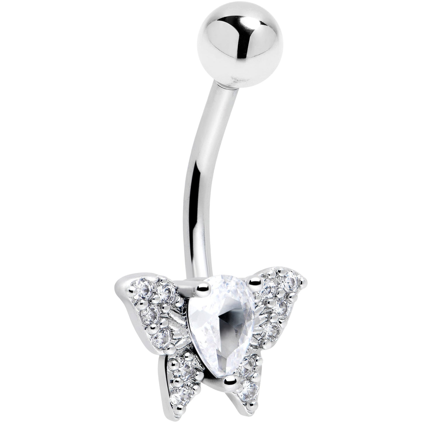 Cubic Zirconia Style Butterfly Belly Ring BodyCandy