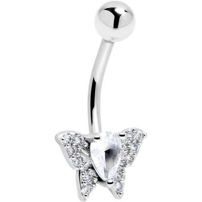 Cubic Zirconia Style Butterfly Belly Ring BodyCandy