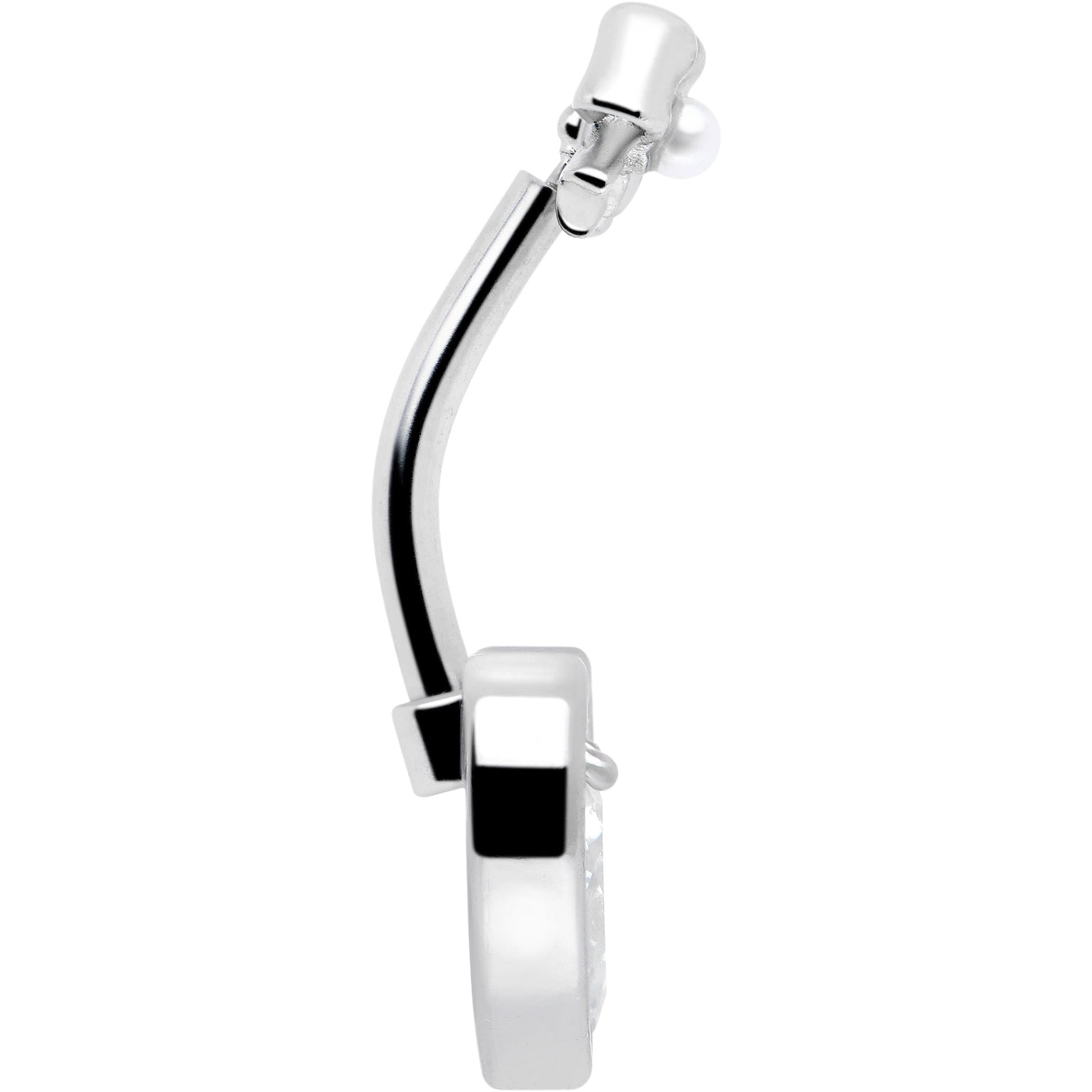 Love Ribbon Heart Double Mount Belly Ring BodyCandy