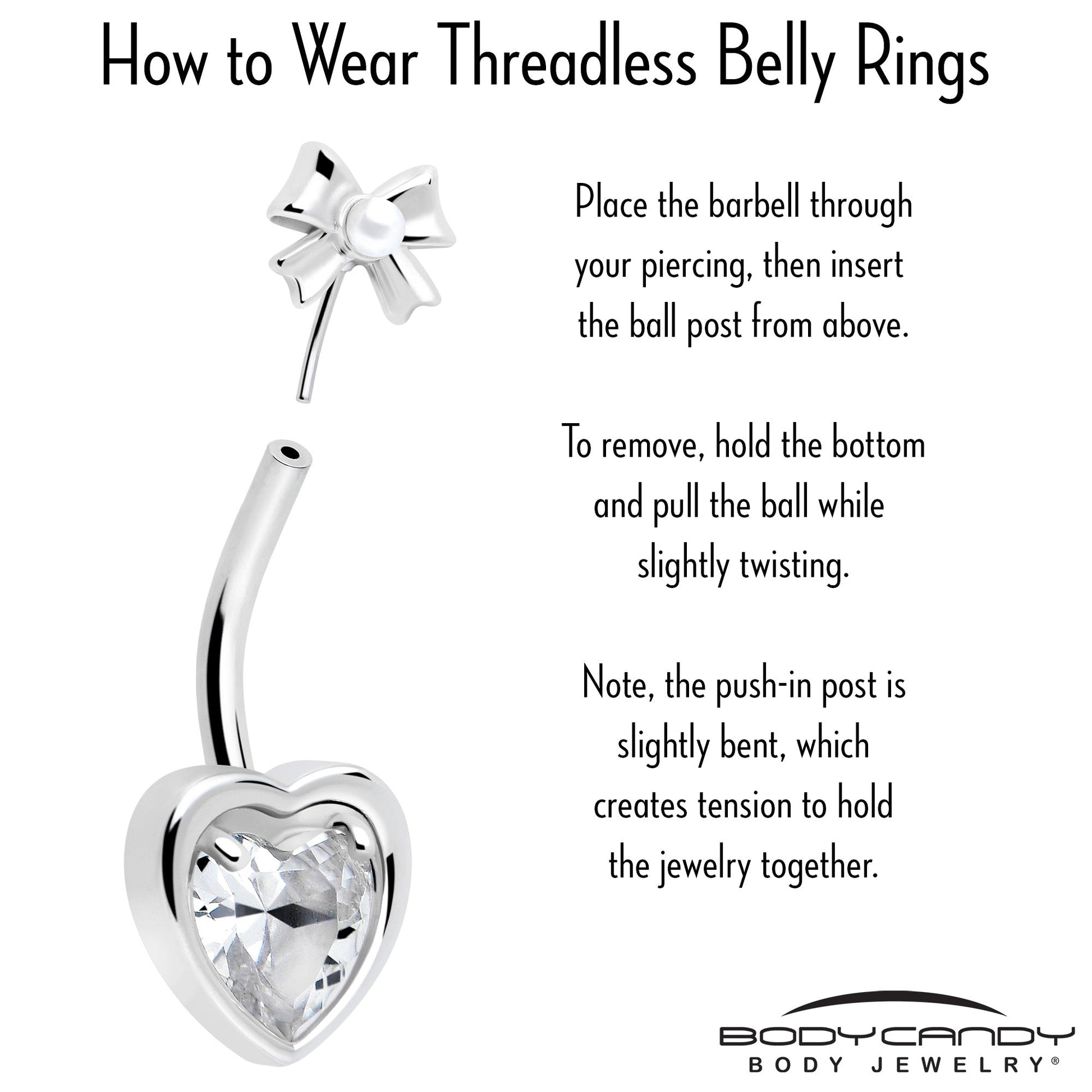Love Ribbon Heart Double Mount Belly Ring BodyCandy