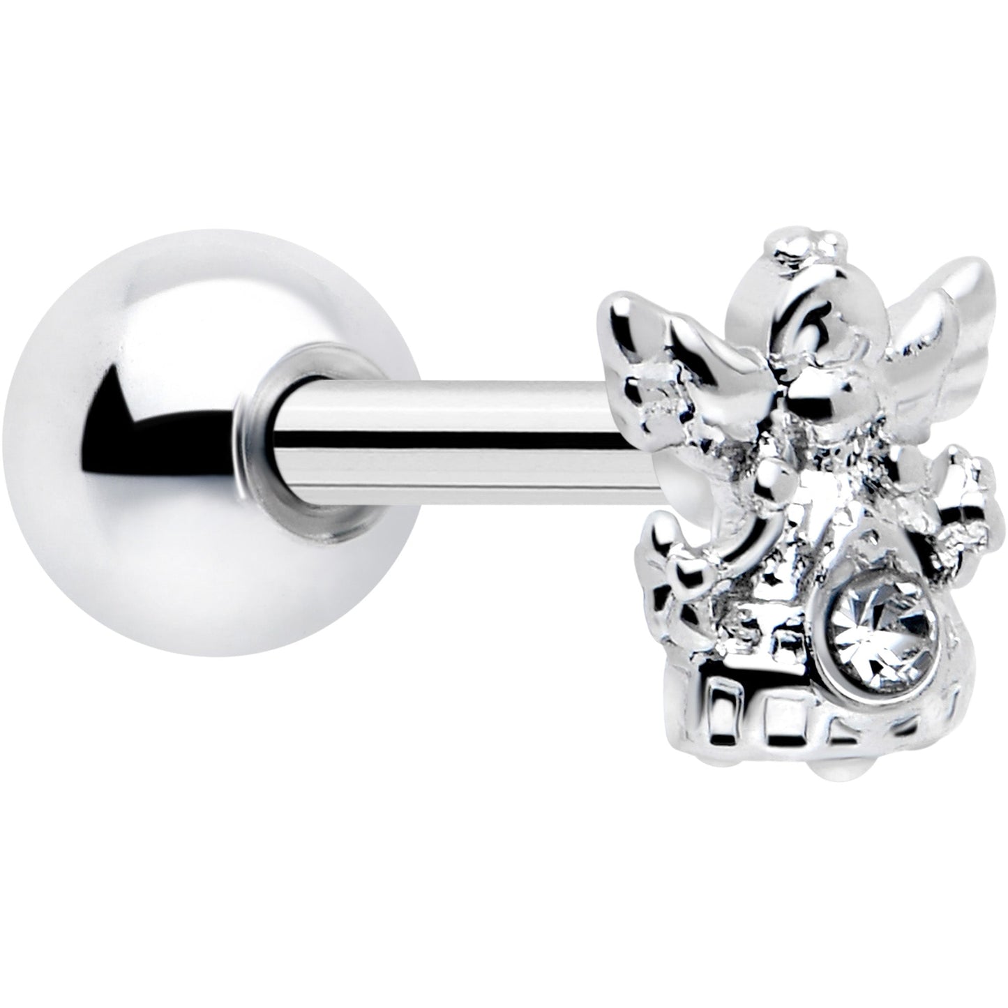 16G 1/4 Clear CZ Gem Fabulous Angel Cartilage Tragus Earring BodyCandy