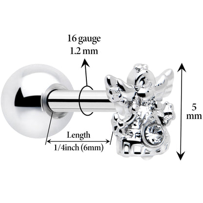 16G 1/4 Clear CZ Gem Fabulous Angel Cartilage Tragus Earring BodyCandy