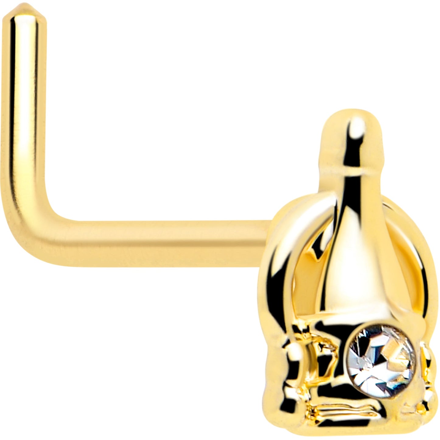 20G 7mm Clear Gem Champagne Dreams L Shape Nose Ring BodyCandy