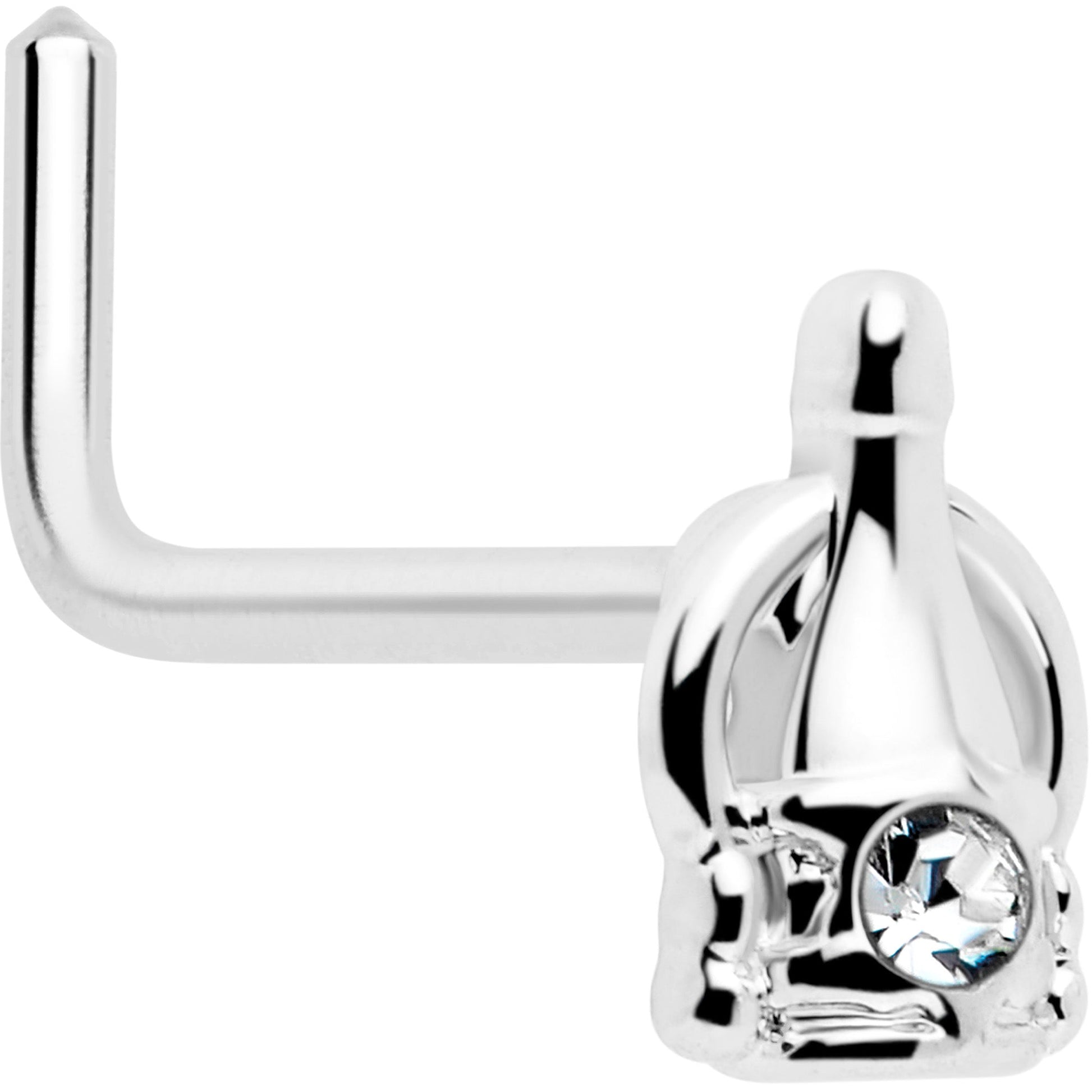20G 7mm Clear Gem Champagne Dreams L Shape Nose Ring BodyCandy