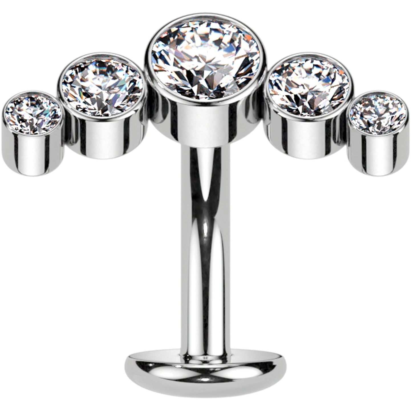 Cubic Zirconia Gem Titanium Curve Threadless Floating Belly Ring