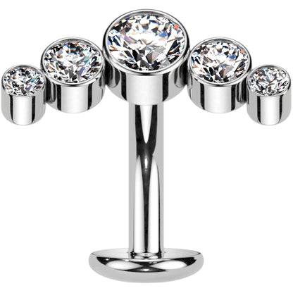 Cubic Zirconia Gem Titanium Curve Threadless Floating Belly Ring