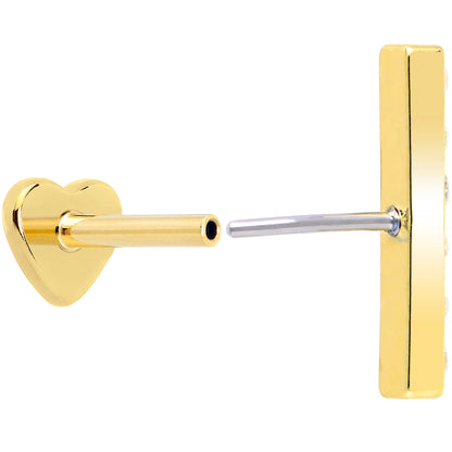 18G 1/4 Clear Gem Gold Plated Implant Grade Titanium Threadless Bar Flatback Stud BodyCandy