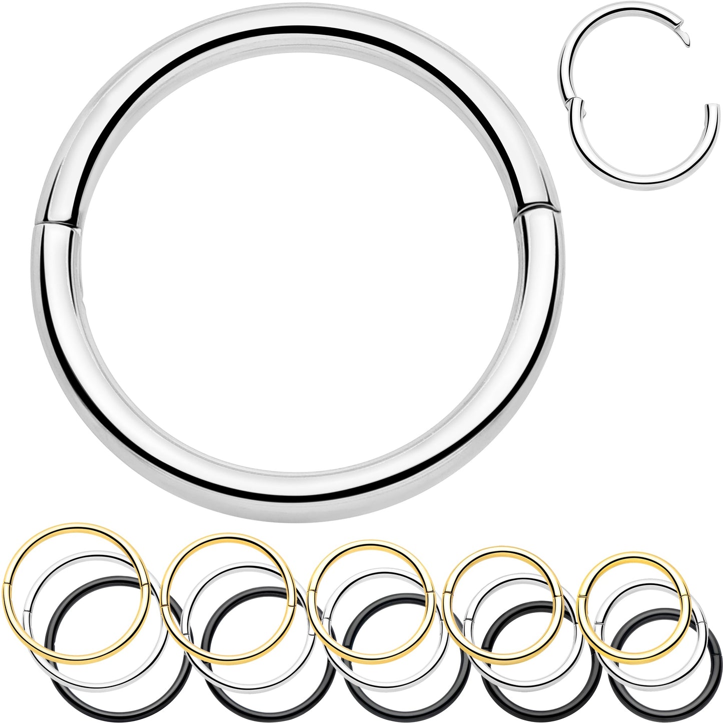 20G Implant Grade Titanium Half Closure Hinged Segment Ring BodyCandy