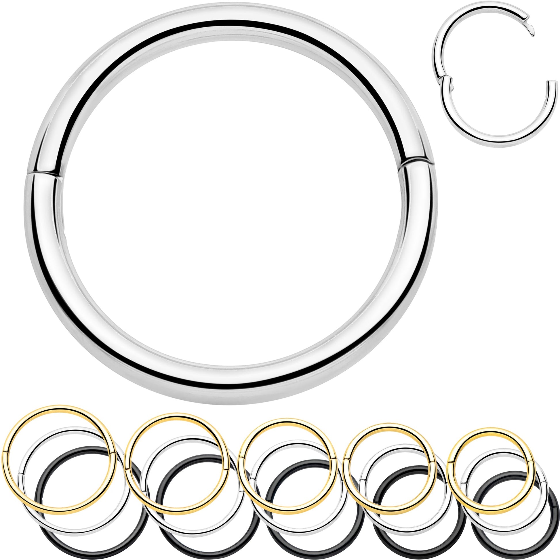 20G Implant Grade Titanium Half Closure Hinged Segment Ring BodyCandy