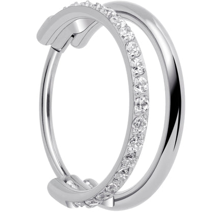 Single Row Micro Gem Implant Grade Titanium Hinged Double Hoop Nose Ring