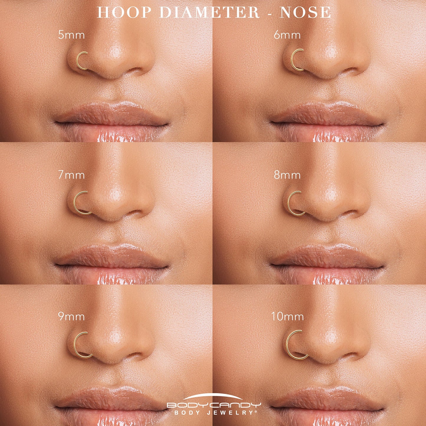 20G Double Row Micro Gem Implant Grade Titanium Hinged Double Hoop Nose Ring BodyCandy