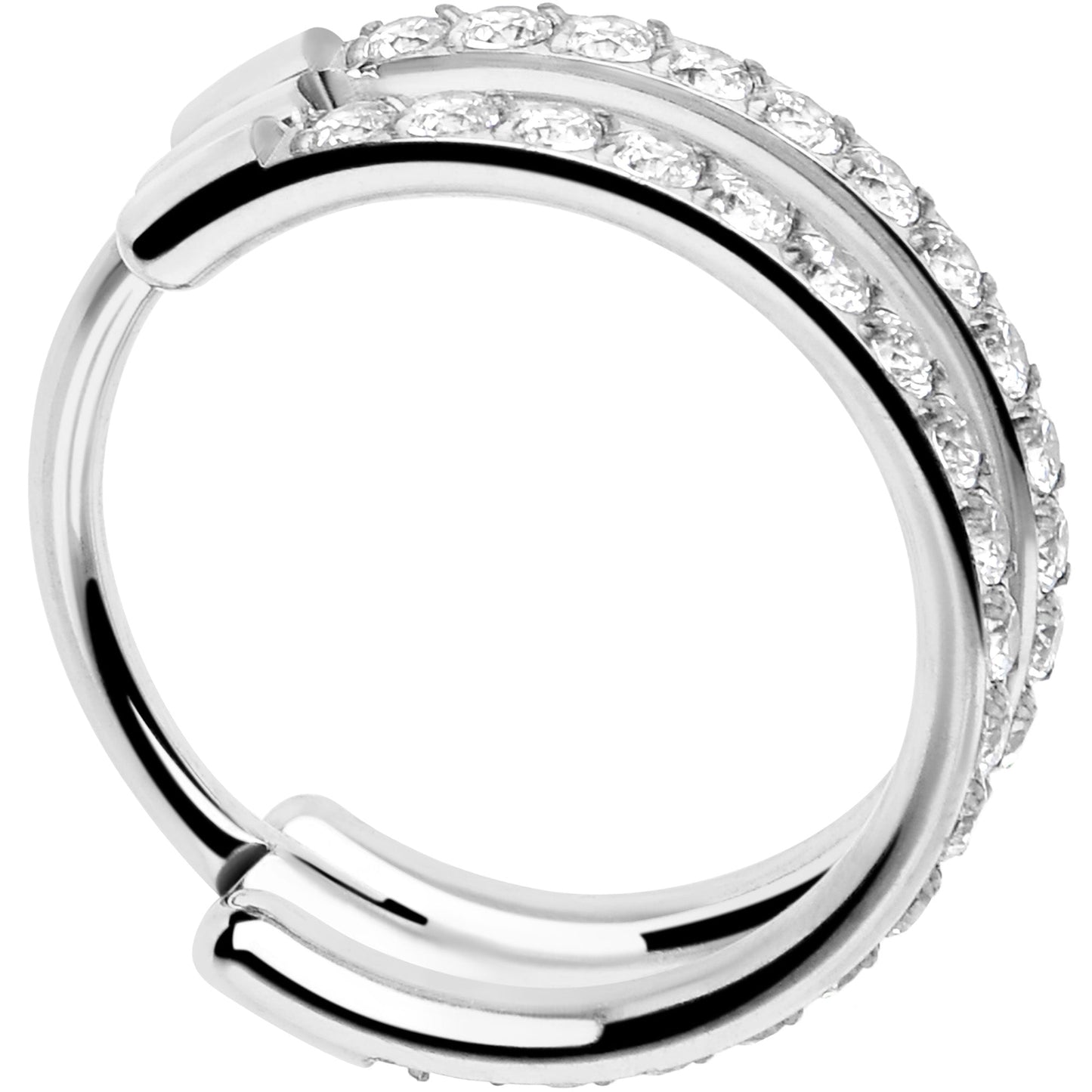 20G Double Row Micro Gem Implant Grade Titanium Hinged Double Hoop Nose Ring BodyCandy