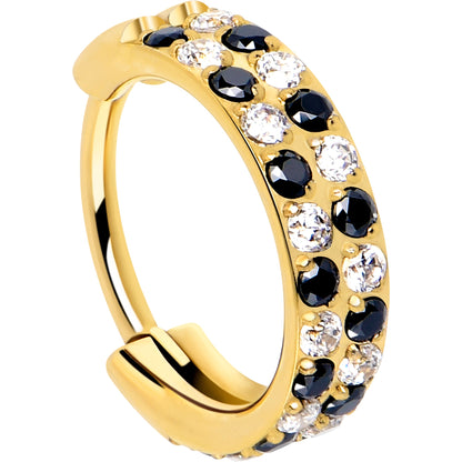 20G CZ Double Row Checkerboard Implant Grade Titanium Nose Hoop BodyCandy