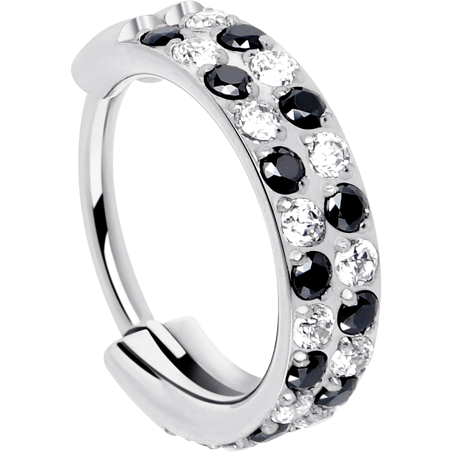 20G CZ Double Row Checkerboard Implant Grade Titanium Nose Hoop BodyCandy