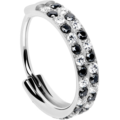 20G CZ Double Row Checkerboard Implant Grade Titanium Nose Hoop BodyCandy