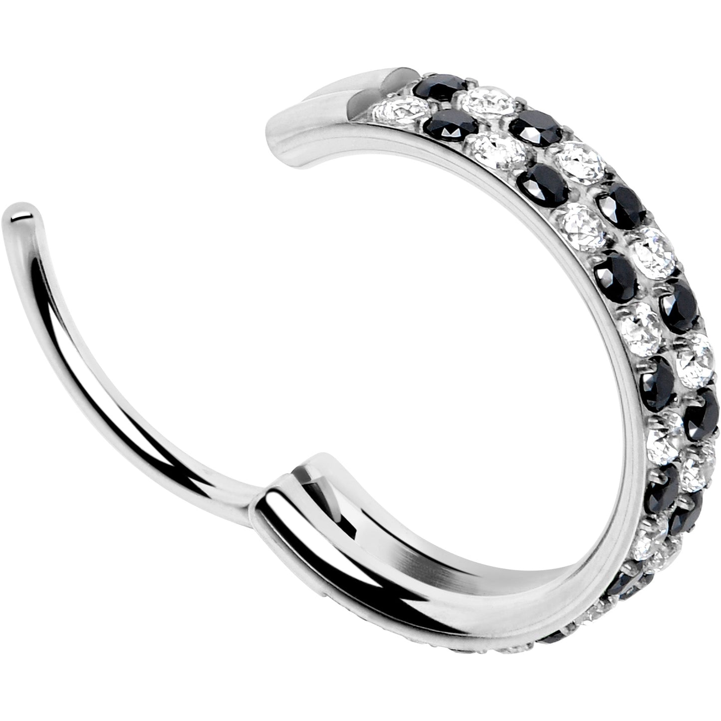 20G CZ Double Row Checkerboard Implant Grade Titanium Nose Hoop BodyCandy