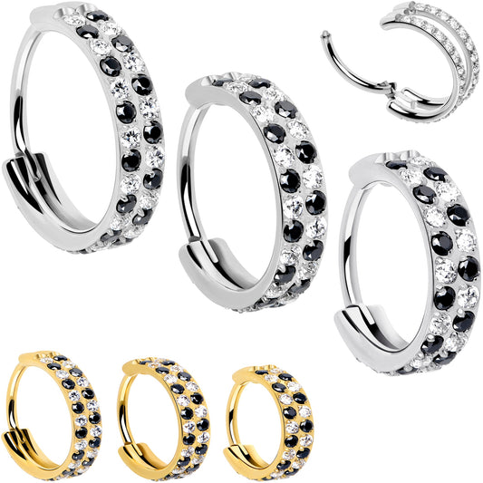 20G CZ Double Row Checkerboard Implant Grade Titanium Nose Hoop BodyCandy