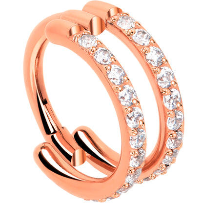 18G Double Row Micro Gem Implant Grade Titanium Hinged Double Hoop Nose Ring BodyCandy