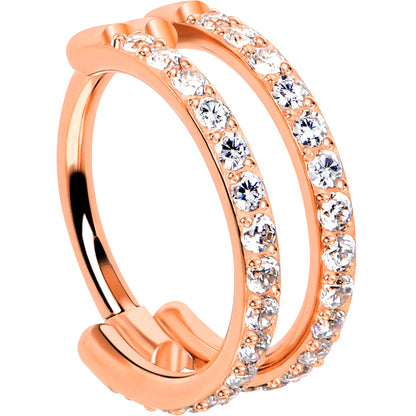18G Double Row Micro Gem Implant Grade Titanium Hinged Double Hoop Nose Ring BodyCandy